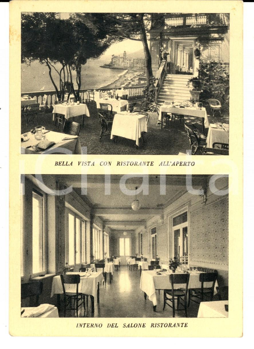 Cartolina originale da collezione 1950 ca CAMOGLI GE Punta Chiappa  Ristorante PESCE D ORO Salone interno 1