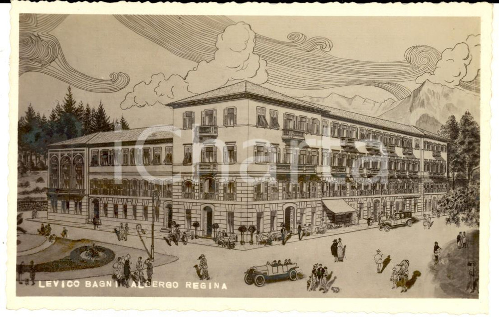 Cartolina originale da collezione 1930 ca LEVICO TERME TN Albergo REGINA Cartolina ILLUSTRATA FP NV 1