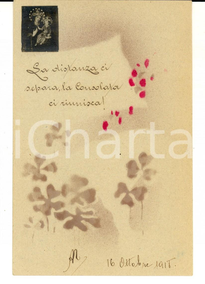 Cartolina originale da collezione 1918 TORINO Cartolina MADONNA DELLA CONSOLATA con immagine francobollo 1