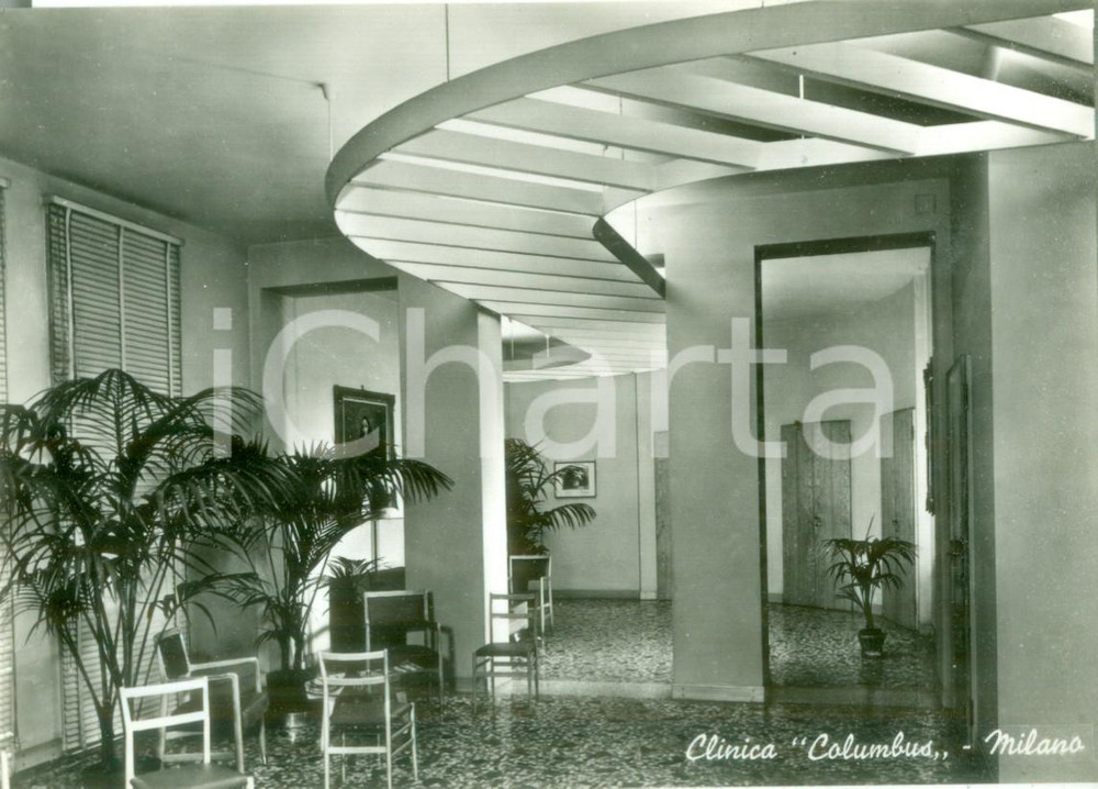 Cartolina originale da collezione 1960 ca MILANO L atrio della Clinica COLUMBUS Cartolina FG NV 1
