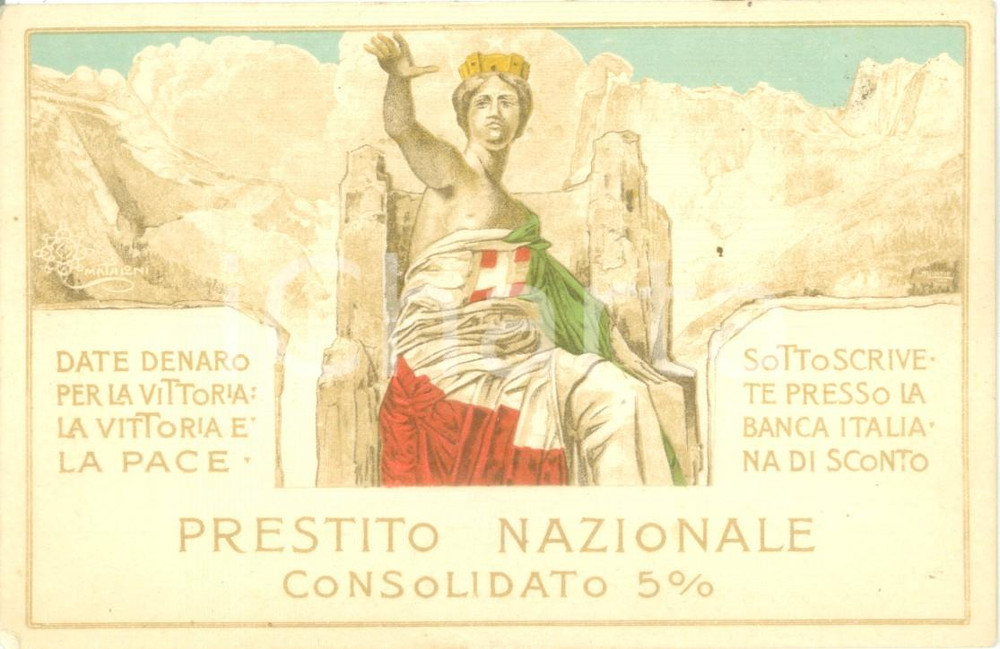 Cartolina originale da collezione 1915 ca PROPAGANDA WW1 Prestito Nazionale Consolidato Vittoria Cartolina 3 1