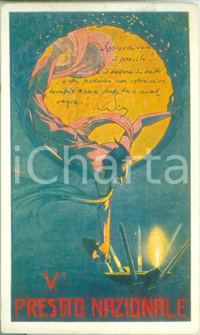 Cartolina originale da collezione 1918 PROPAGANDA WW1 Sottoscrivete V Prestito Nazionale Cartolina FP NV 1