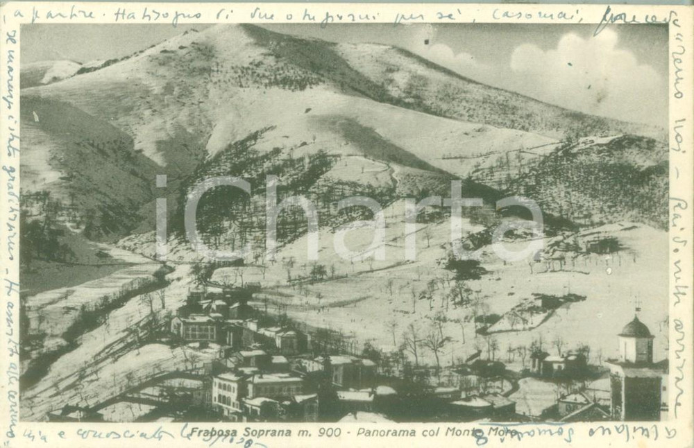Cartolina originale da collezione 1949 FRABOSA SOPRANA CN Panorama col Monte MORO Cartolina FP NV 1