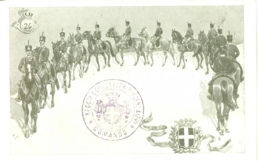 Cartolina originale da collezione 1900 ca VICENZA 24° Reggimento Cavalleggeri Cartolina reggimentale FP NV 1