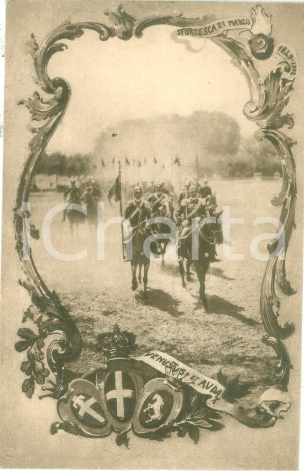 Cartolina originale da collezione 1902 2Â° DIVISIONE FANTERIA SFORZESCA Cartolina reggimentale ILLUSTRATA FP NV 1