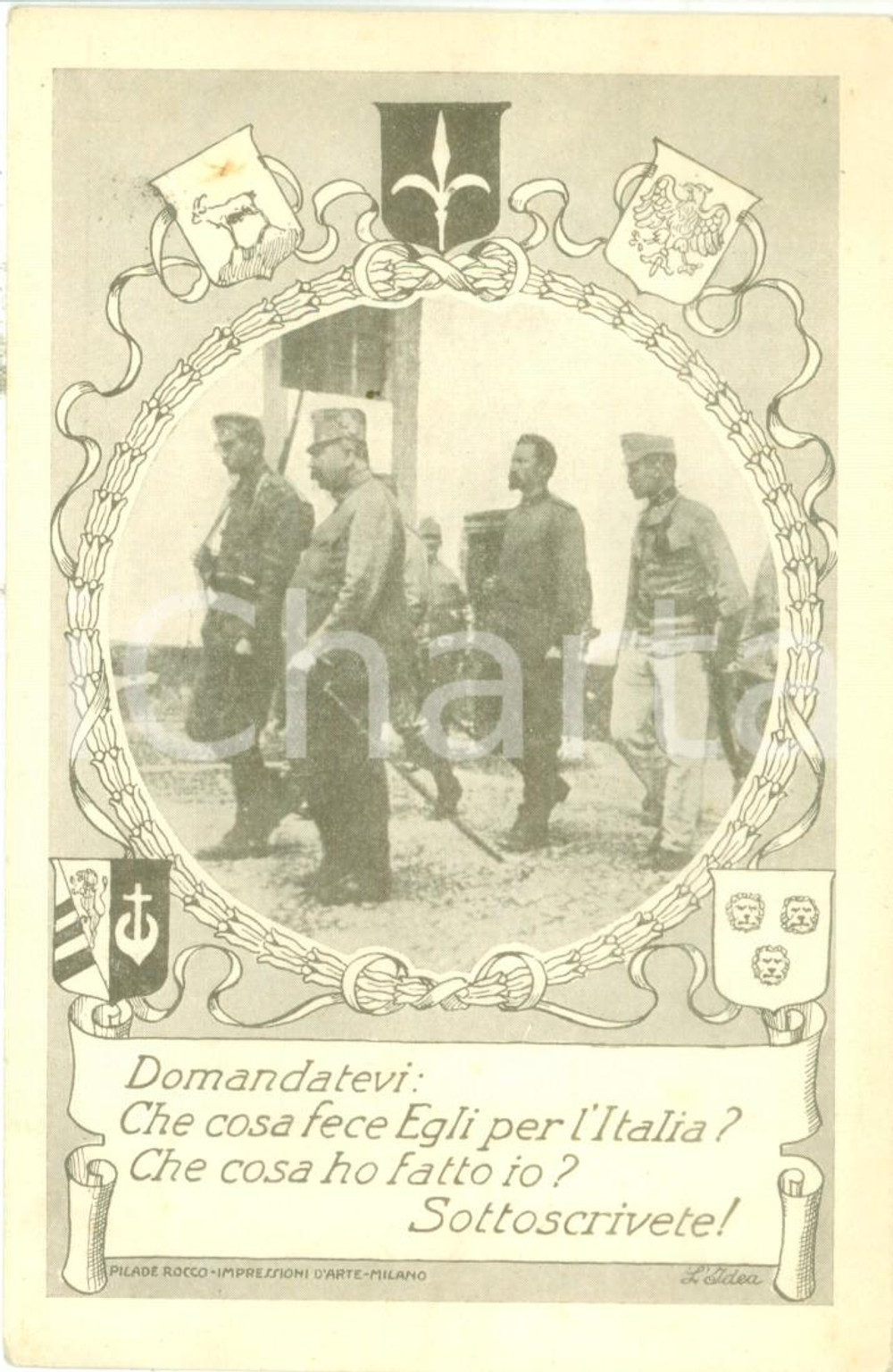 Cartolina originale da collezione 1915 PROPAGANDA WW1 Cosa fece Egli per l ITALIA? Prestito nazionale Cartolina 1 1