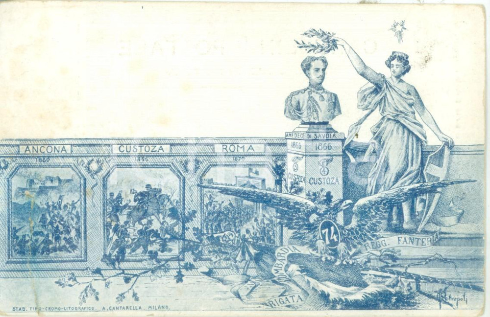 Cartolina originale da collezione 1900 ca 74 REGGIMENTO FANTERIA Brigata LOMBARDIA Cartolina ILLUSTRATA FP NV 1