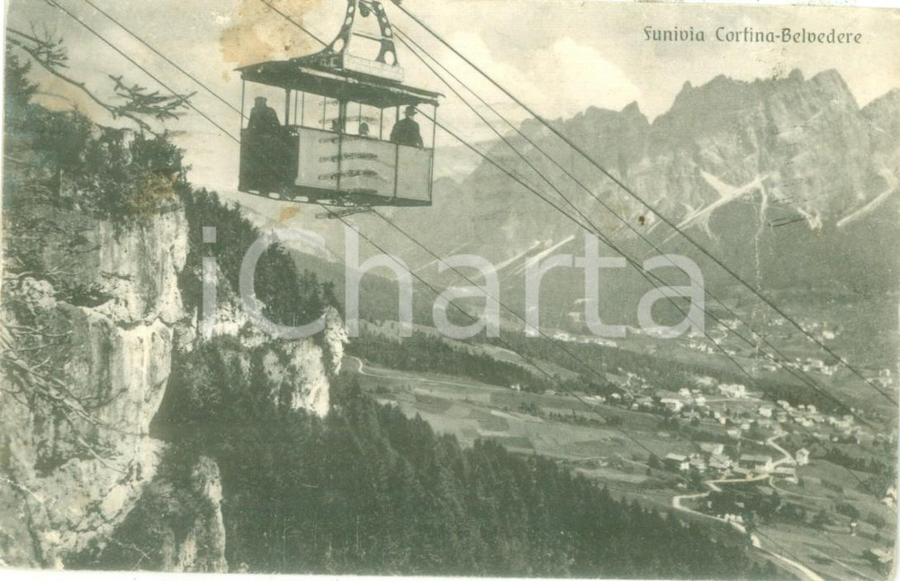Cartolina originale da collezione 1932 CORTINA D AMPEZZO BL Funivia per BELVEDERE Cartolina FP VG 1