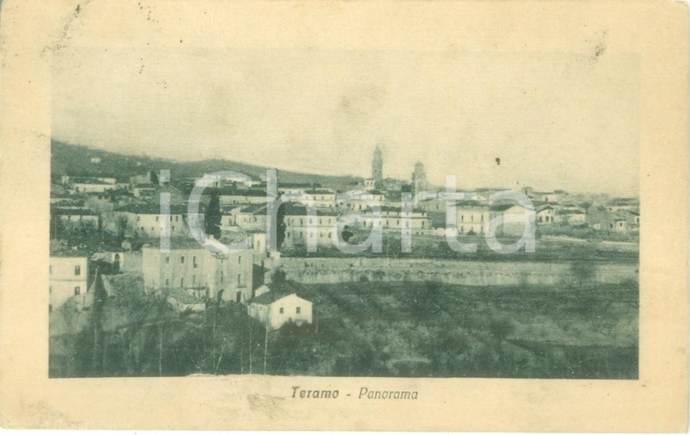 Cartolina originale da collezione 1921 TERAMO Panorama parziale della cittÃ  Cartolina FP VG 1