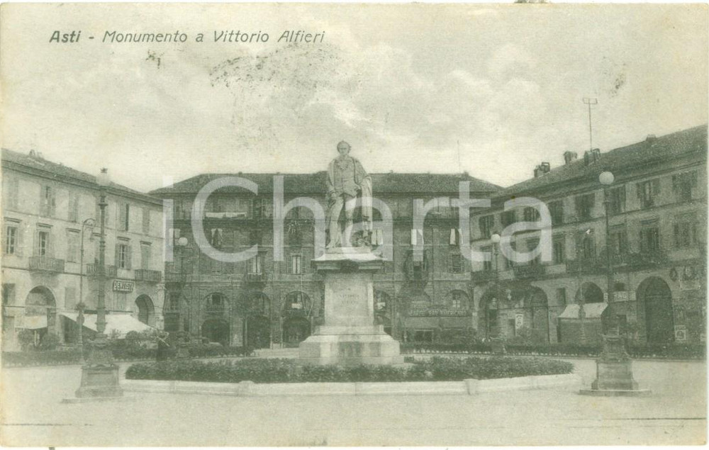 Cartolina originale da collezione 1926 ASTI Monumento a Vittorio ALFIERI Cartolina FP VG 1