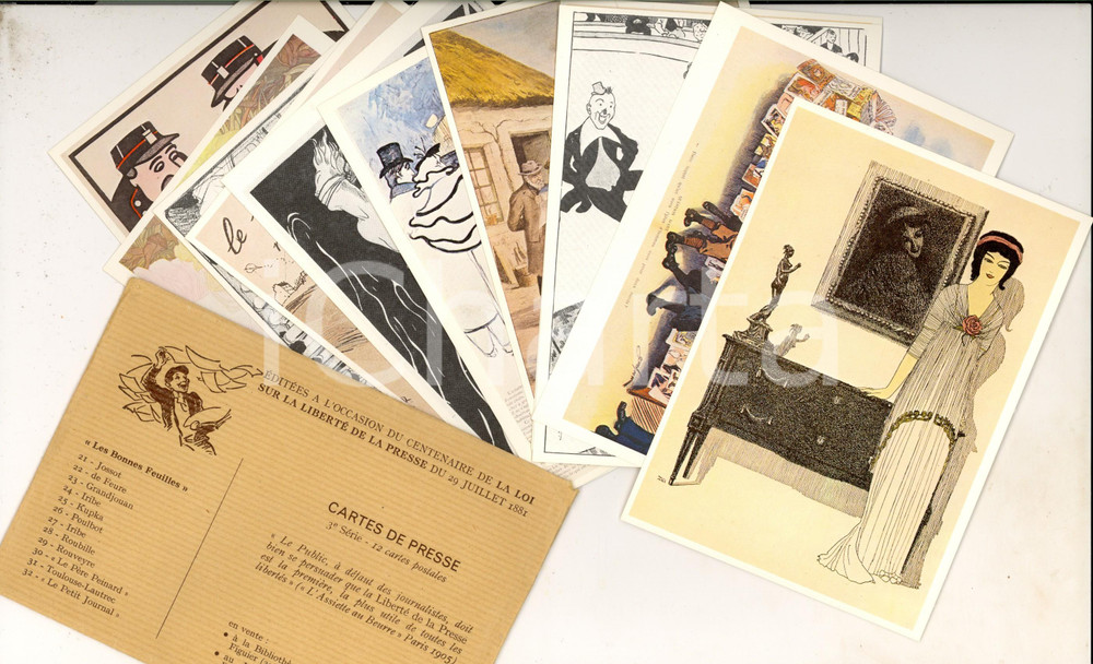 Cartolina originale da collezione 1981 CENTENAIRE LOI LIBERTE  PRESSE 12 Cartes postales 3e séie Bonnes Feuilles 1