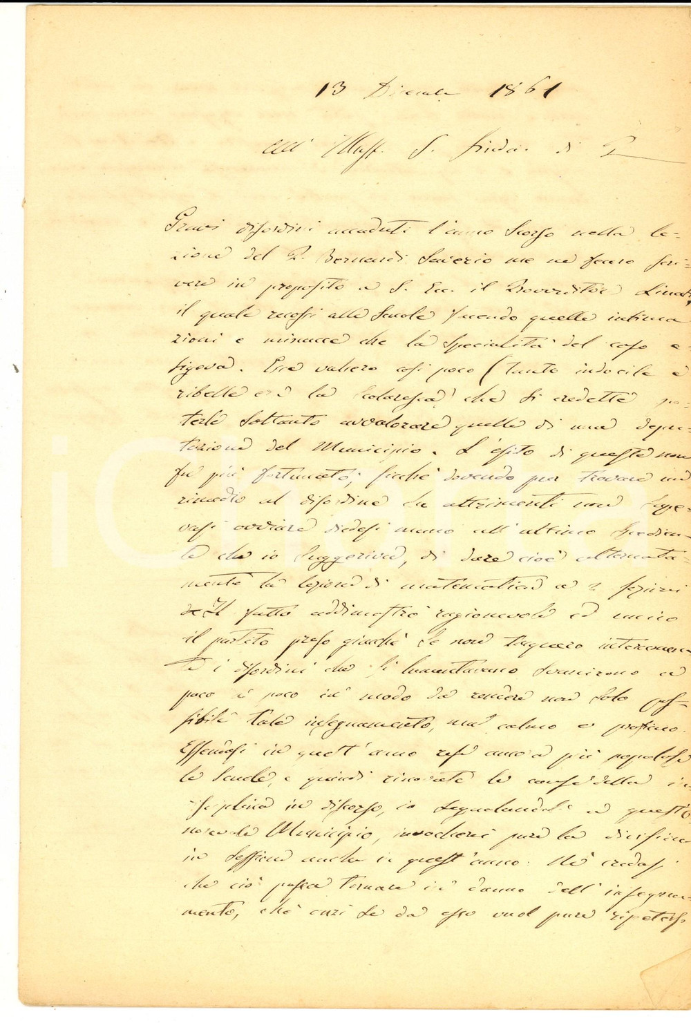 Autografo originale 1861 PARMA Giuseppe BARILLI Preside esaminatore  Alunni ribelli AUTOGRAFO 1