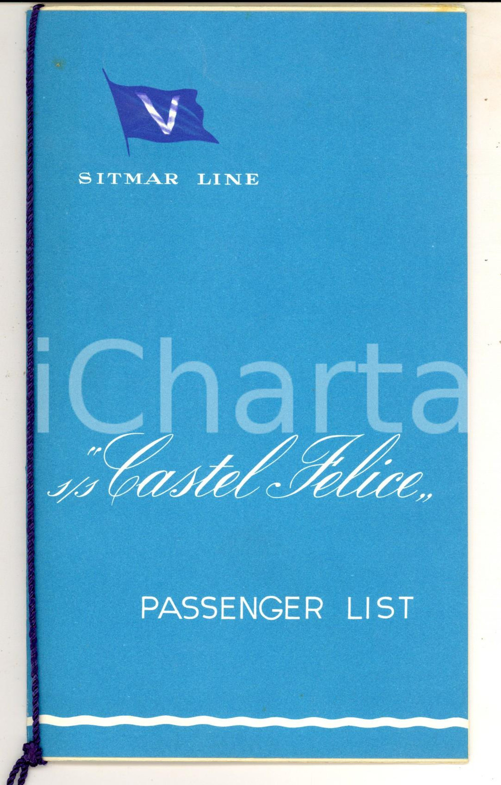 Materiale pubblicitario d’epoca 1956 SITMAR LINE S/S CASTEL FELICE Passenger list MONTREALSOUTHAMPTON 1