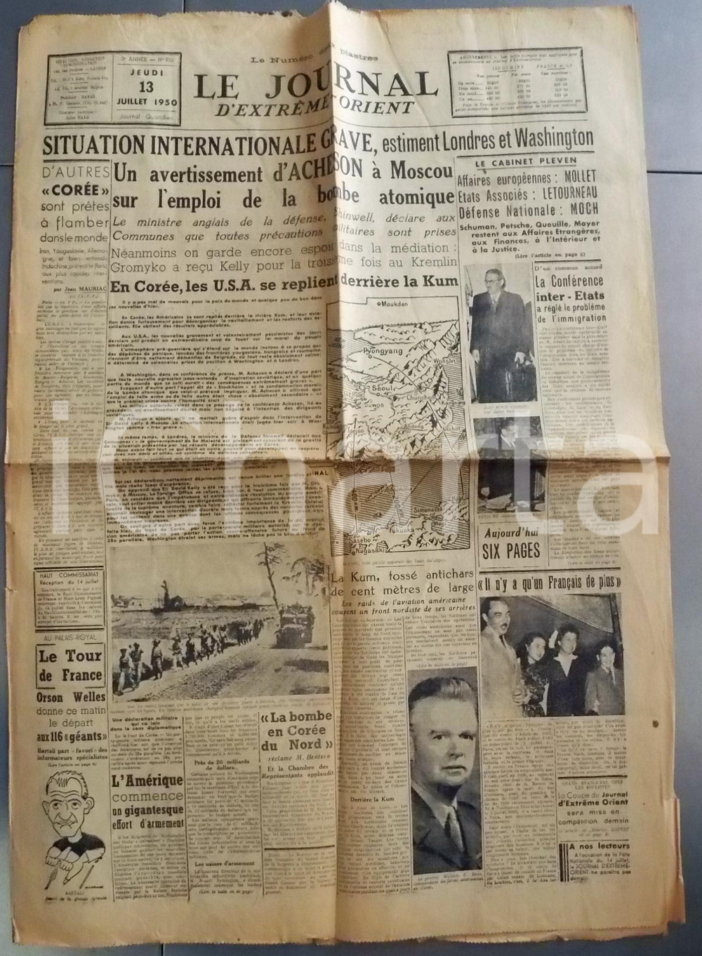 Giornale, rivista storica 1950 LE JOURNAL D EXTREMEORIENT Guerra di Corea e bomba atomica Giornale 1