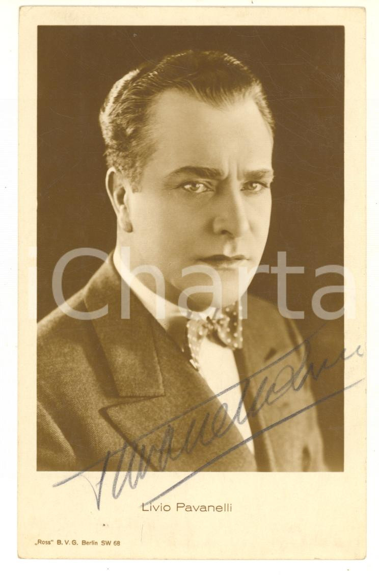 Autografo originale 1930 ca CINEMA Ritratto di Livio PAVANELLI Cartolina con AUTOGRAFO 1