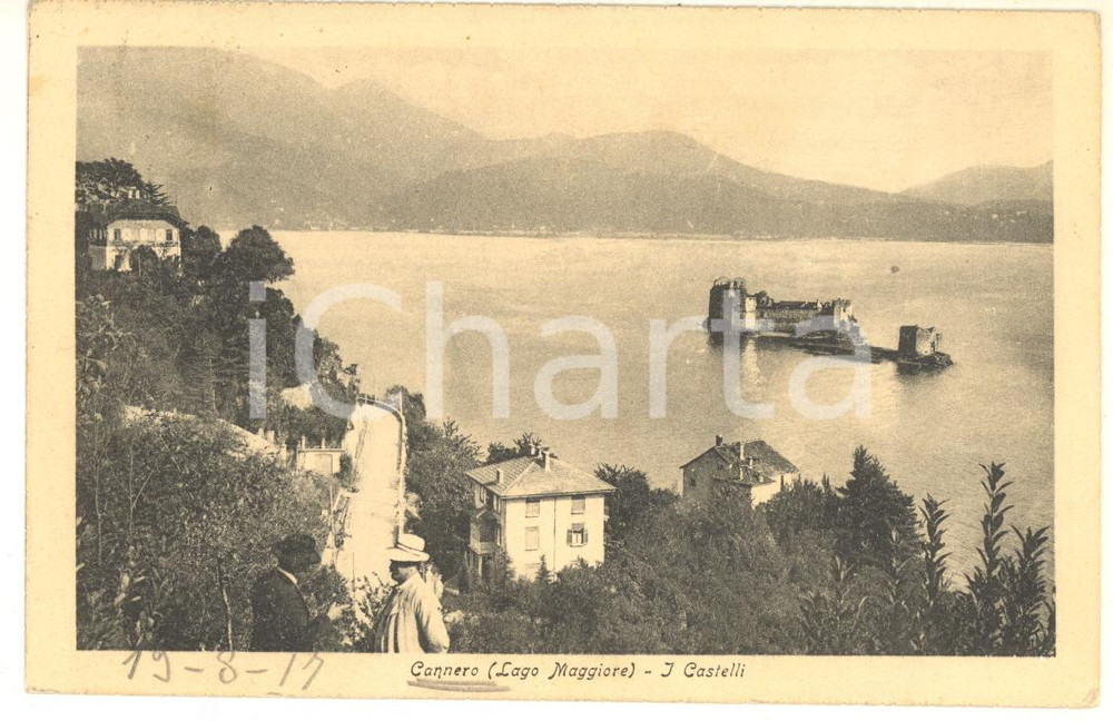 Cartolina originale da collezione 1917 CANNERO RIVIERA VB I Castelli Cartolina postale ANIMATA FP VG 1