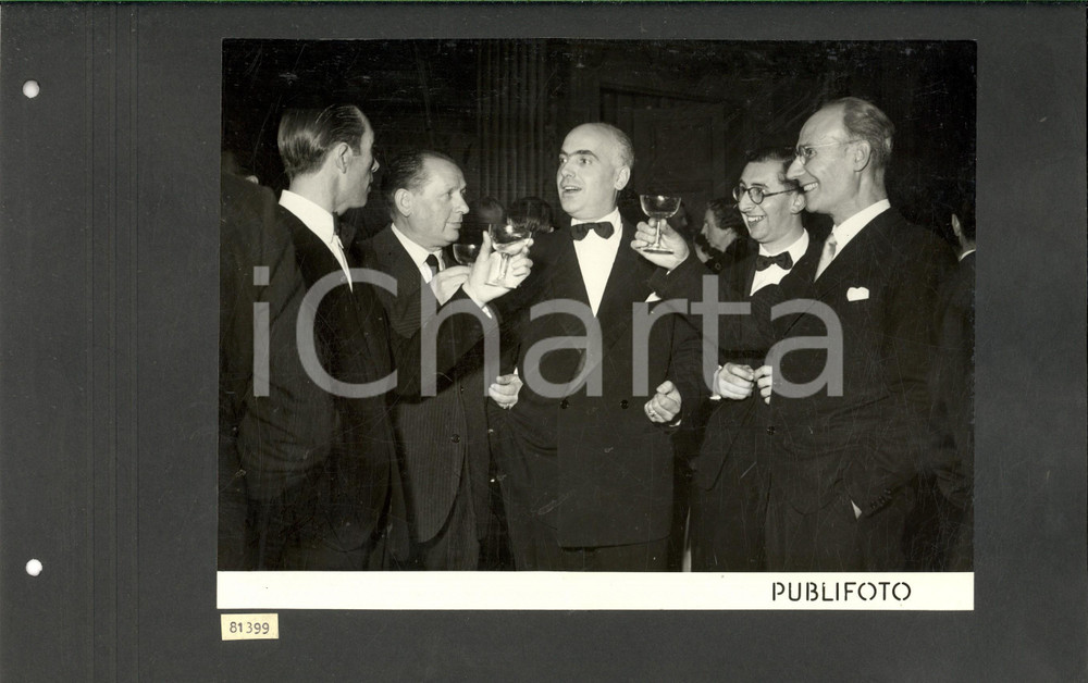 Fotografia d epoca originale 1950 LONDON Tournée TEATRO ALLA SCALA Un brindisi per Gino BECHI Foto 35x25 cm 1
