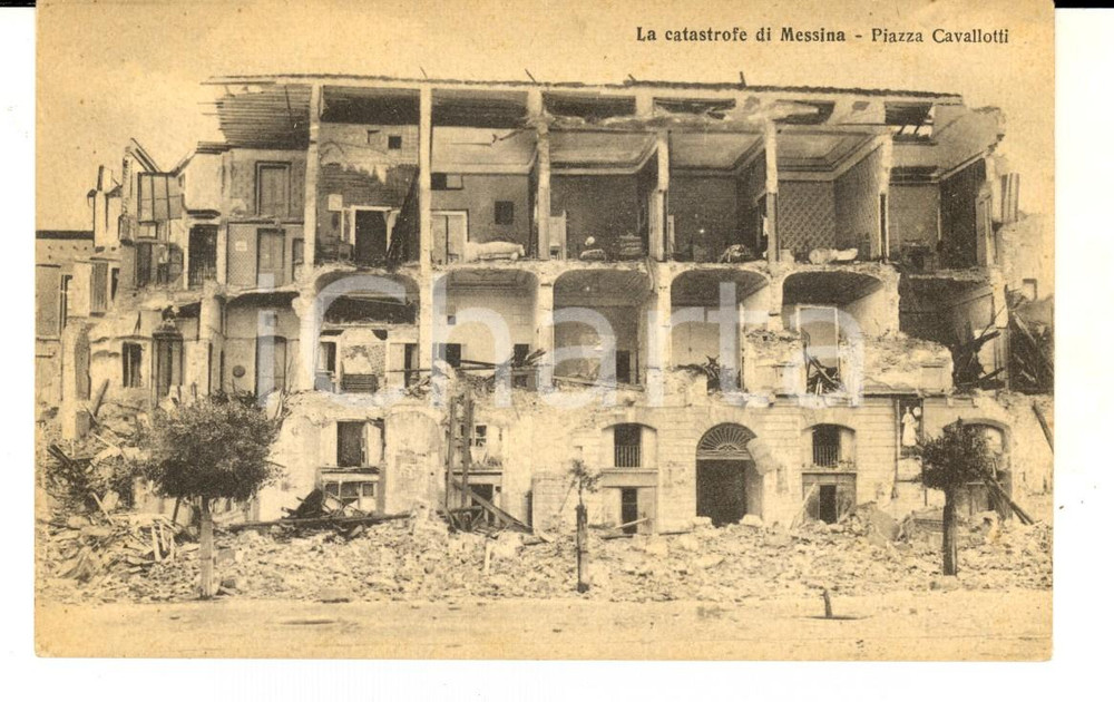 Cartolina originale da collezione 1908 MESSINA TERREMOTO Piazza CAVALLOTTI distrutta  Cartolina postale FP 1