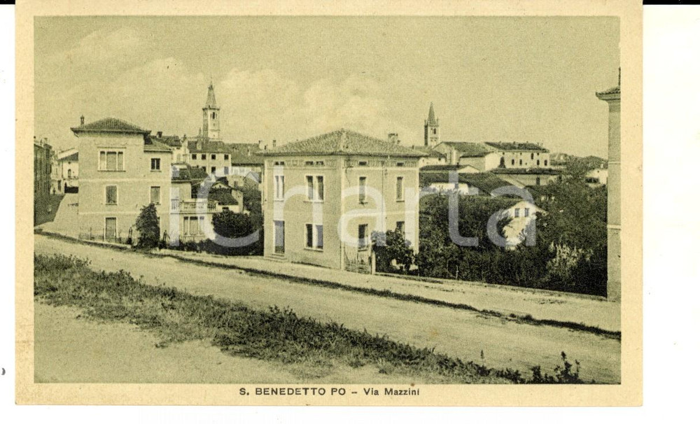 Cartolina originale da collezione 1943 SAN BENEDETTO PO MN Veduta di via MAZZINI Cartolina postale FP NV 1