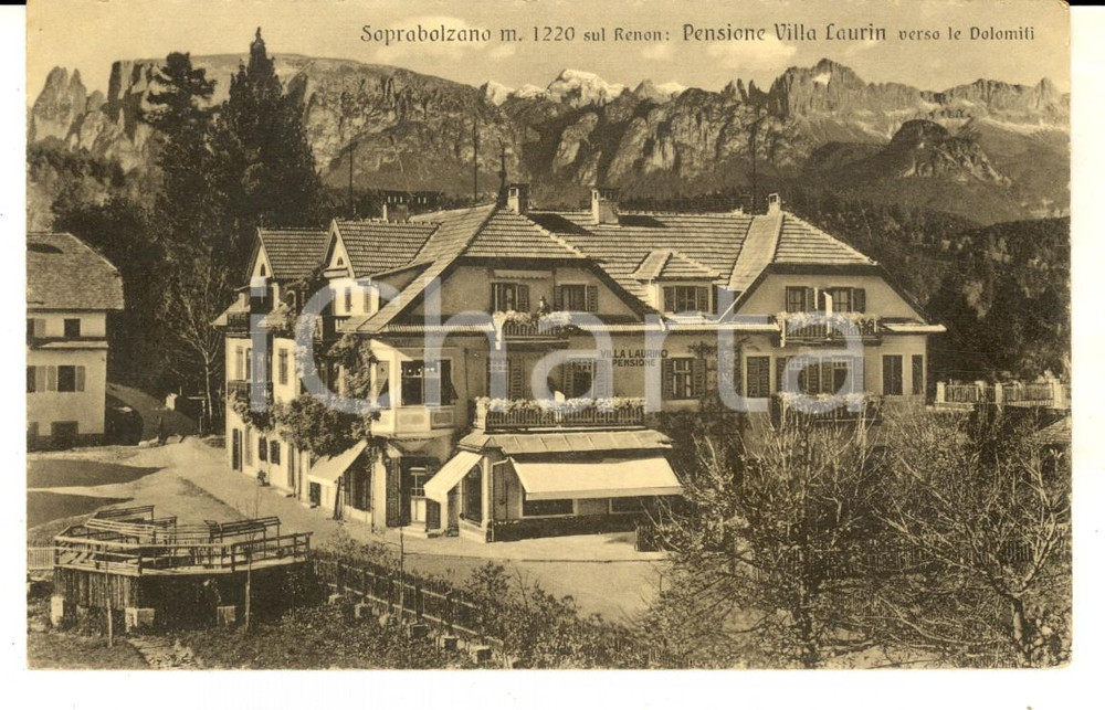 Cartolina originale da collezione 1915 ca SOPRABOLZANO BZ Pensione VILLA LAURINO verso le Dolomiti Cartolina 1