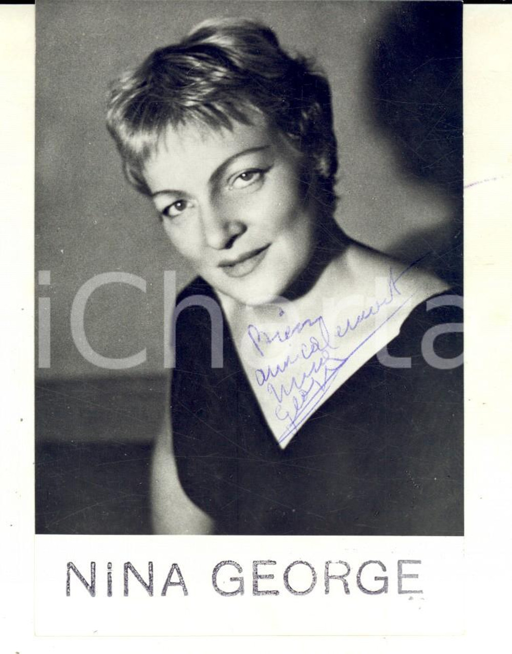 Autografo originale 1960 ca Ritratto della cantante NINA GEORGE Foto seriale con AUTOGRAFO 8x12 1