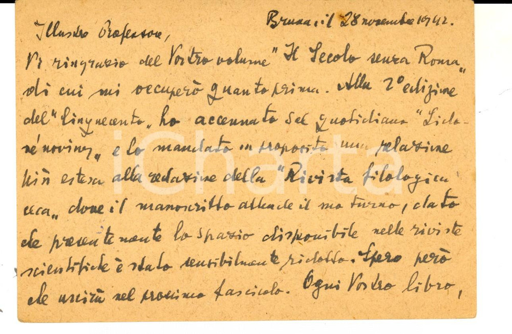 Autografo originale 1942 BRNO Josef BUKACEK ringrazia per un volume  AUTOGRAFO su cartolina REICH 1