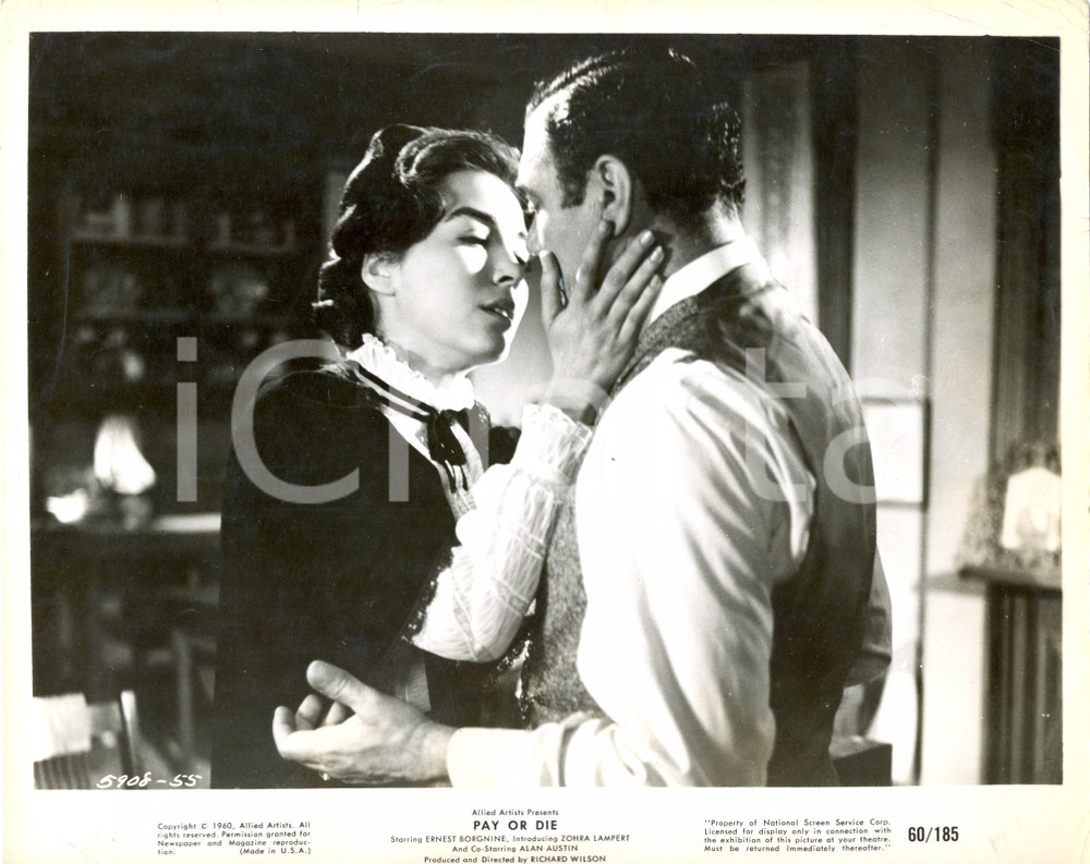 Fotografia d epoca originale 1960 PAY OR DIE Ernest BORGNINE Zohra LAMPERT  Movie by Richard WILSON Photo 1