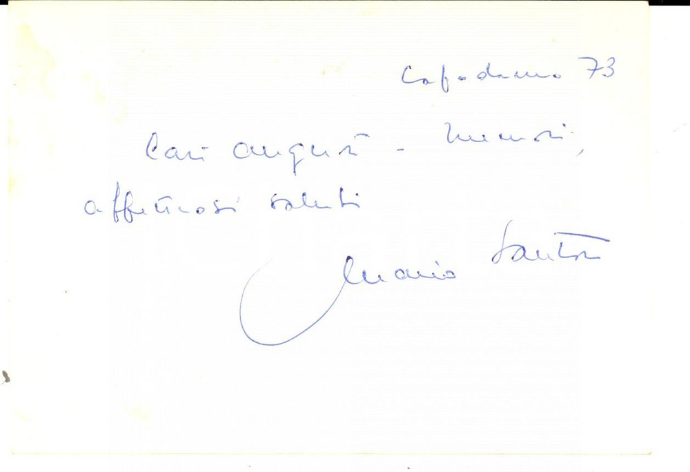 Autografo originale 1973 UNIVERSITA  DI NAPOLI Cartolina postale prof. Mario SANTORO  AUTOGRAFO 1