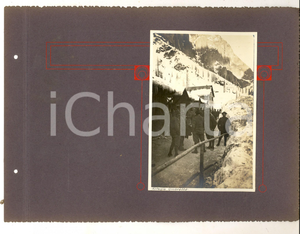 Fotografia d epoca originale 1916 WW1 RIFUGIO ALL OMBRETTA BL Studenti TOURING in visita ai soldati Foto 1