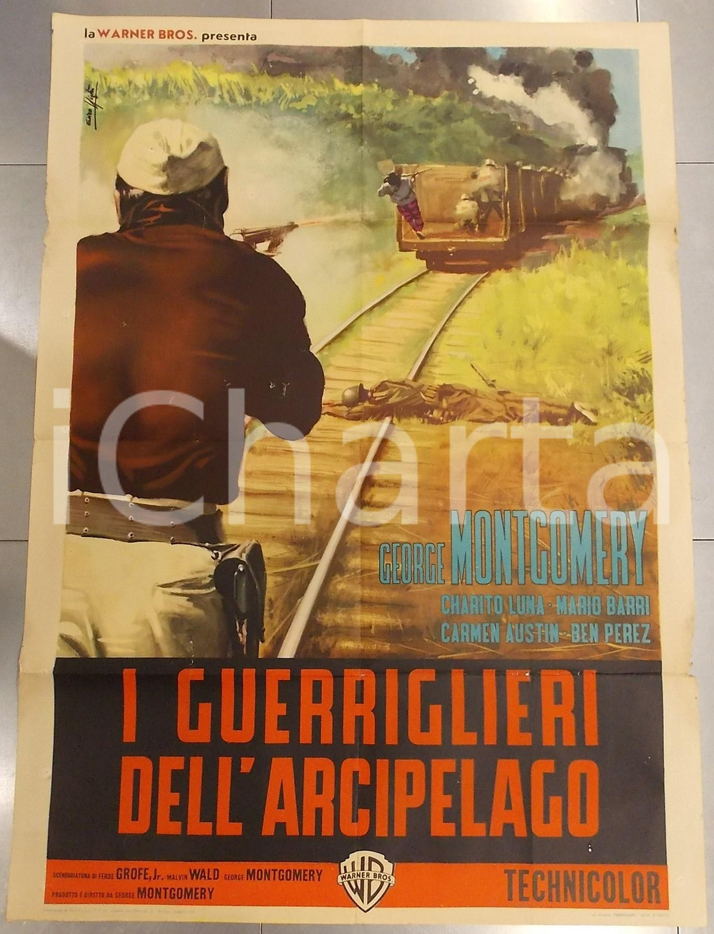 Materiale cinematografico d’epoca 1961 GUERRIGLIERI DELL ARCIPELAGO Steel claw George MONTGOMERY Manifesto 100x140 1