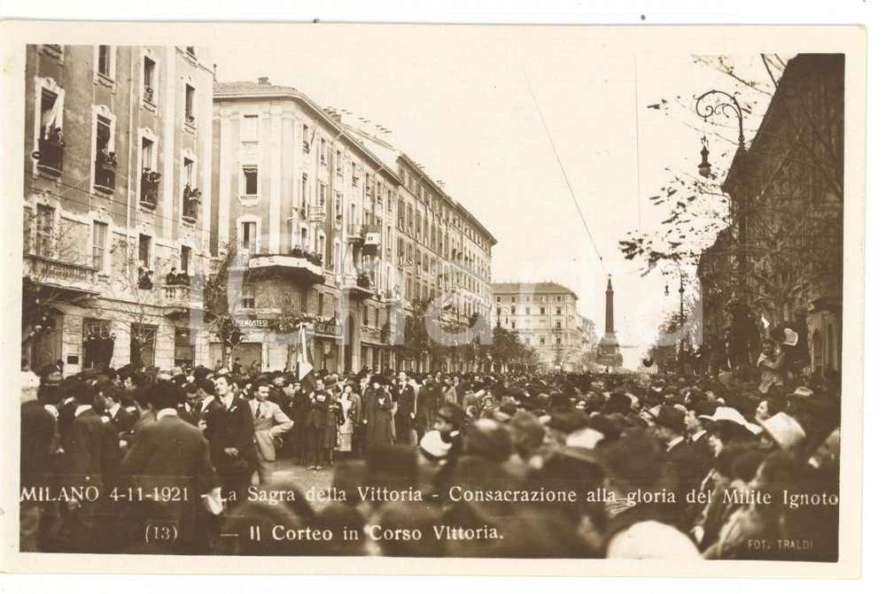 Cartolina originale da collezione 1921 MILANO Sagra della Vittoria  Consacrazione alla gloria del Milite Ignoto 1