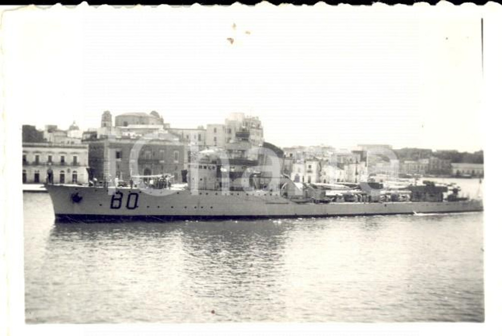 1935 ca VENEZIA REGIA MARINA Veduta con cacciatorpediniere BALENO *Foto 9x6 cm Fotografia d'epoca. CONDIZIONI: G     originale e autentica 1