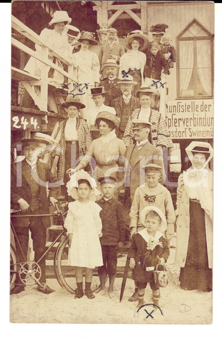 Fotografia d epoca originale 1910 BELGIQUE Gruppo di famiglia ROHLING  FITZARD con bici Foto cartolina 1