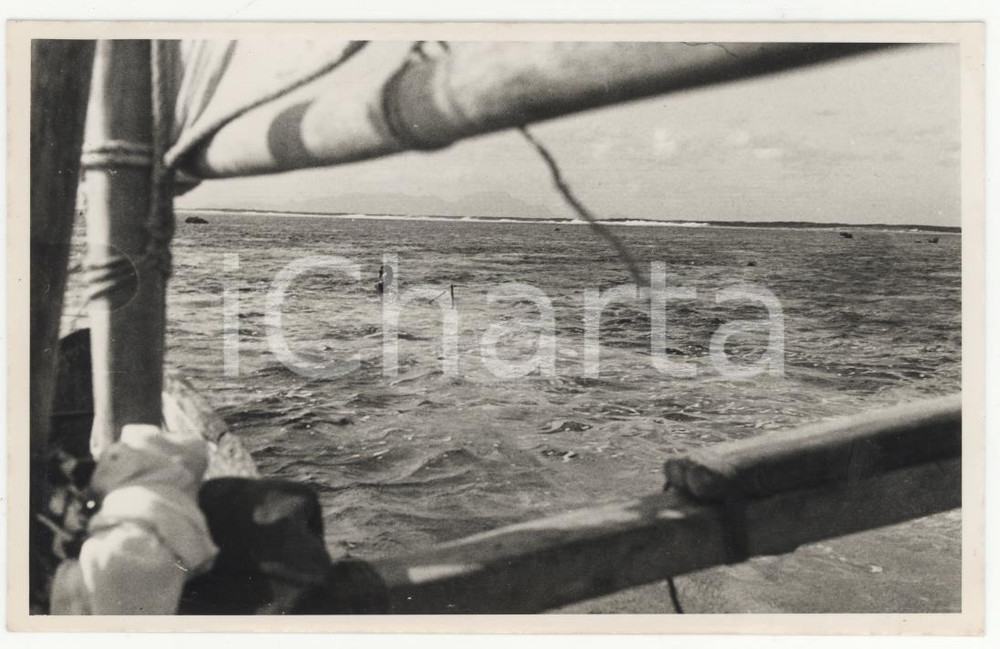 Fotografia d epoca originale 1937 BORA BORA Polinesia Una fase di pesca in mare  REAL PHOTO cm 13,5 x 8,5 1