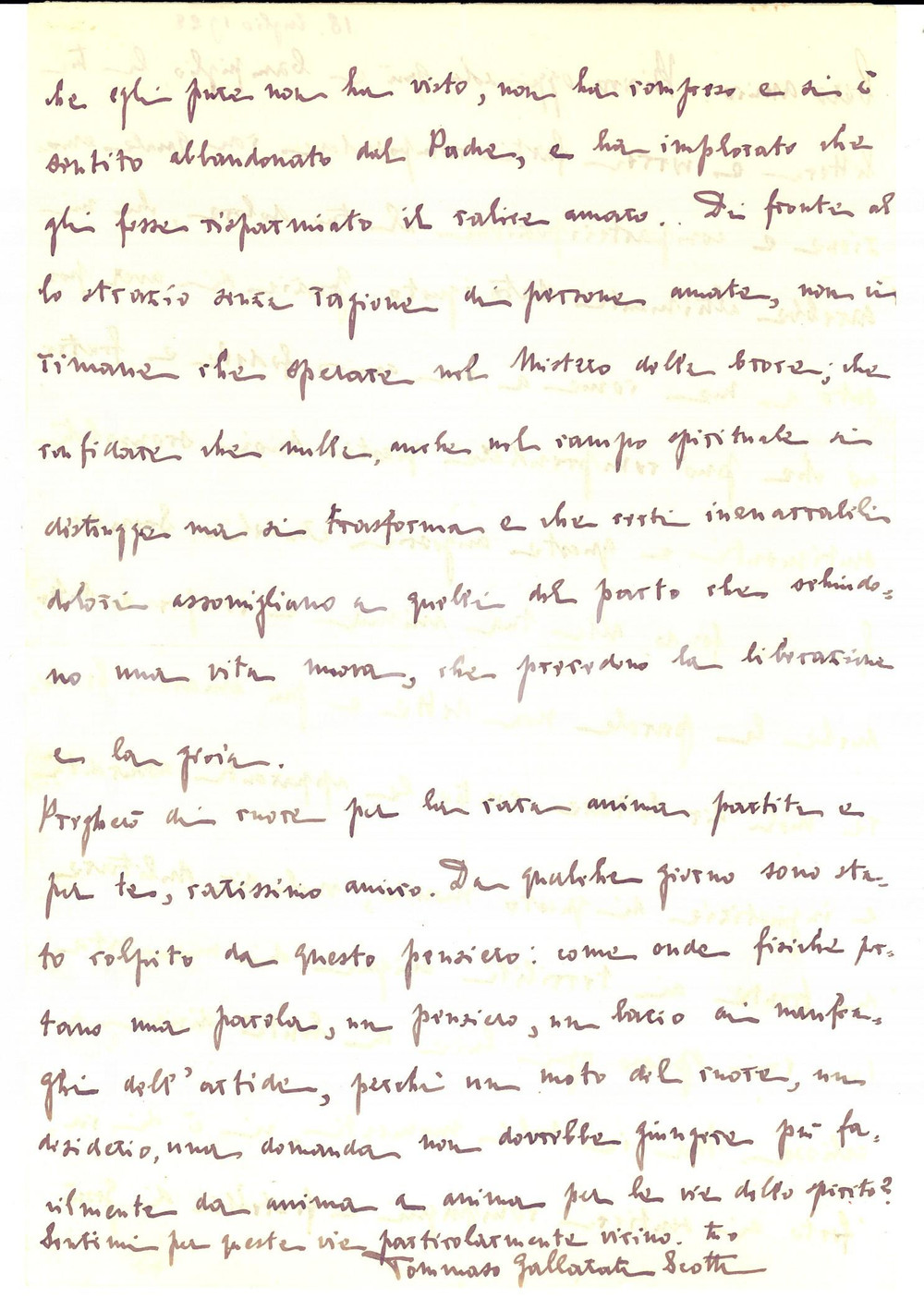 Autografo originale 1928 MILANO Tommaso GALLARATI SCOTTI consola un amico in lutto Autografo 1