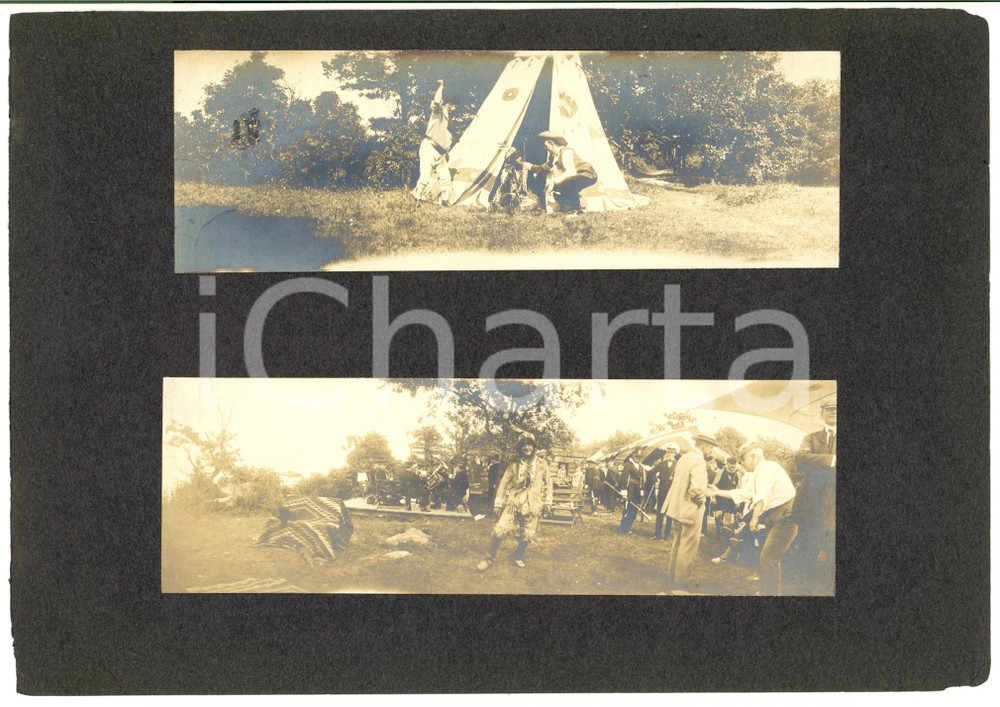 1890 ca USA Fiera in costume storico - Finta rapina e pellerossa *2 Foto RARE