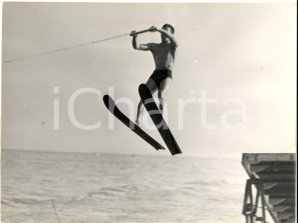 1955 ca SANTA MARGHERITA LIGURE Concorso sci nautico - Salto - Foto 24x18 cm