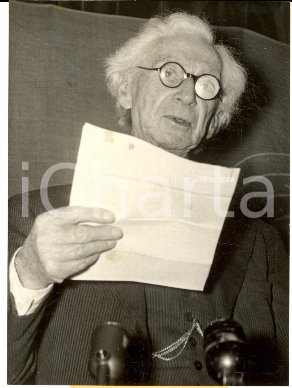 1958 PARIS UNESCO Discorso di Bertrand RUSSELL vincitore Premio KALINGA *Foto