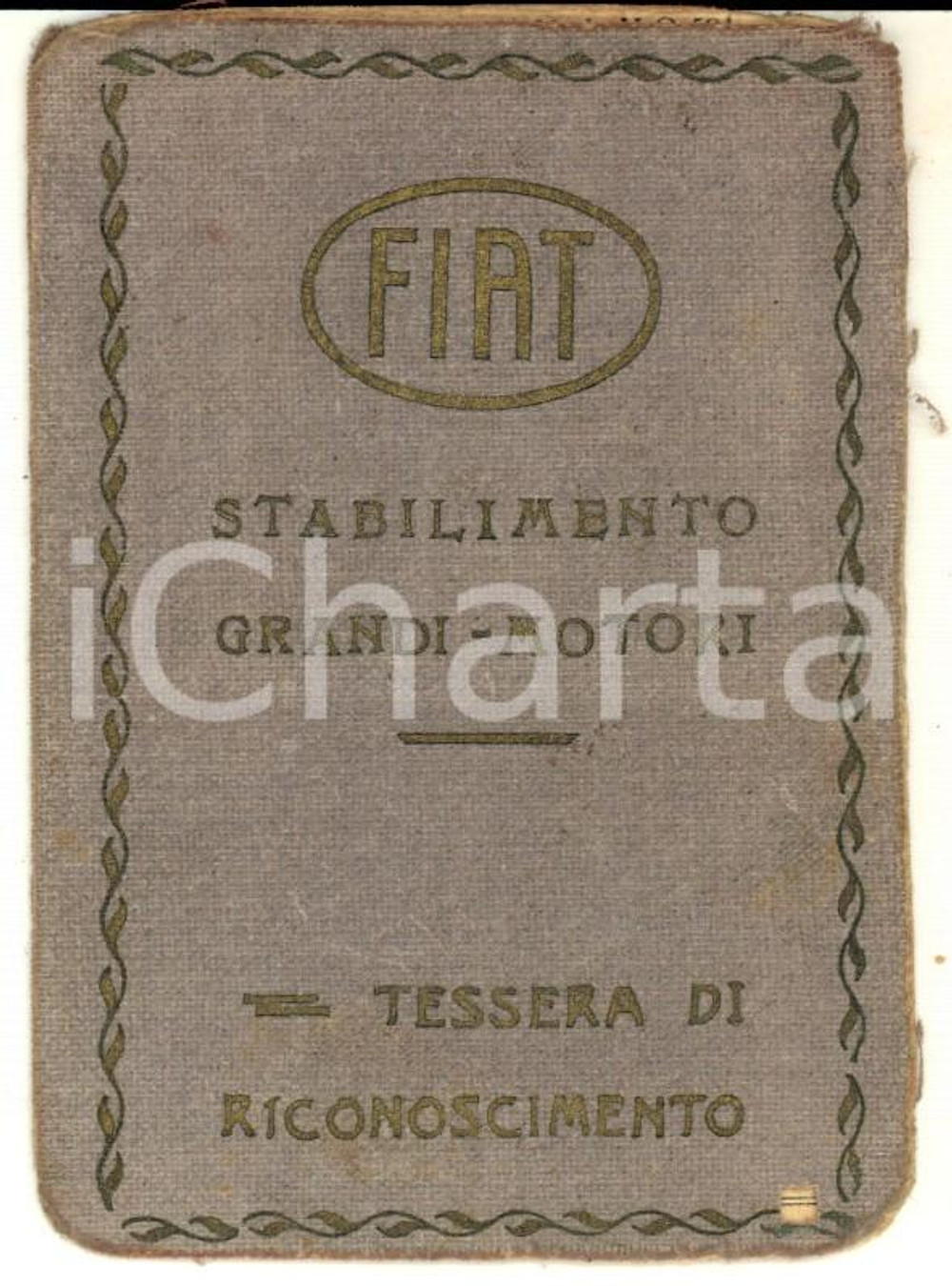 1930 TORINO FIAT Stabilimento Grandi Motori - Tessera di riconoscimento