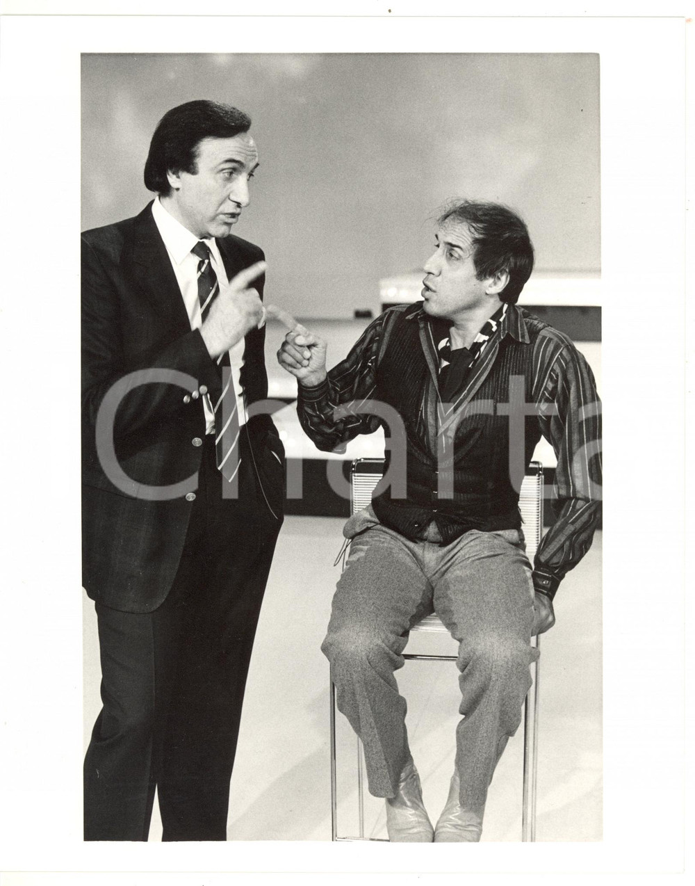 Fotografia d'epoca originale 1983 RAI FANTASTICO 4 - Adriano CELENTANO con Pippo BAUDO (1) Foto 20x25 1