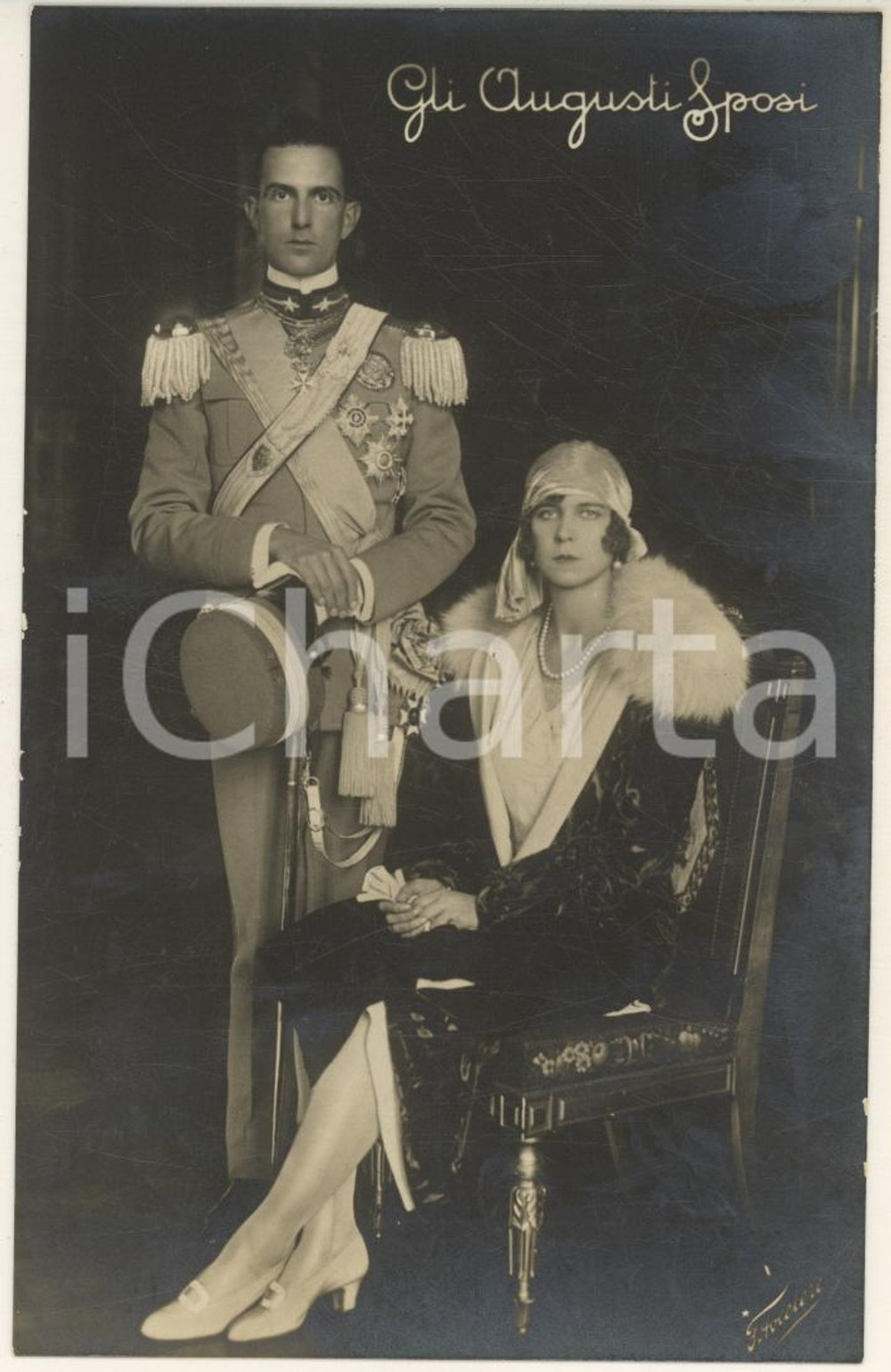 Cartolina originale da collezione 1930 ca RITRATTI SAVOIA - UMBERTO II e MARIA JOSE' Gli Augusti Sposi *Cartolina 1