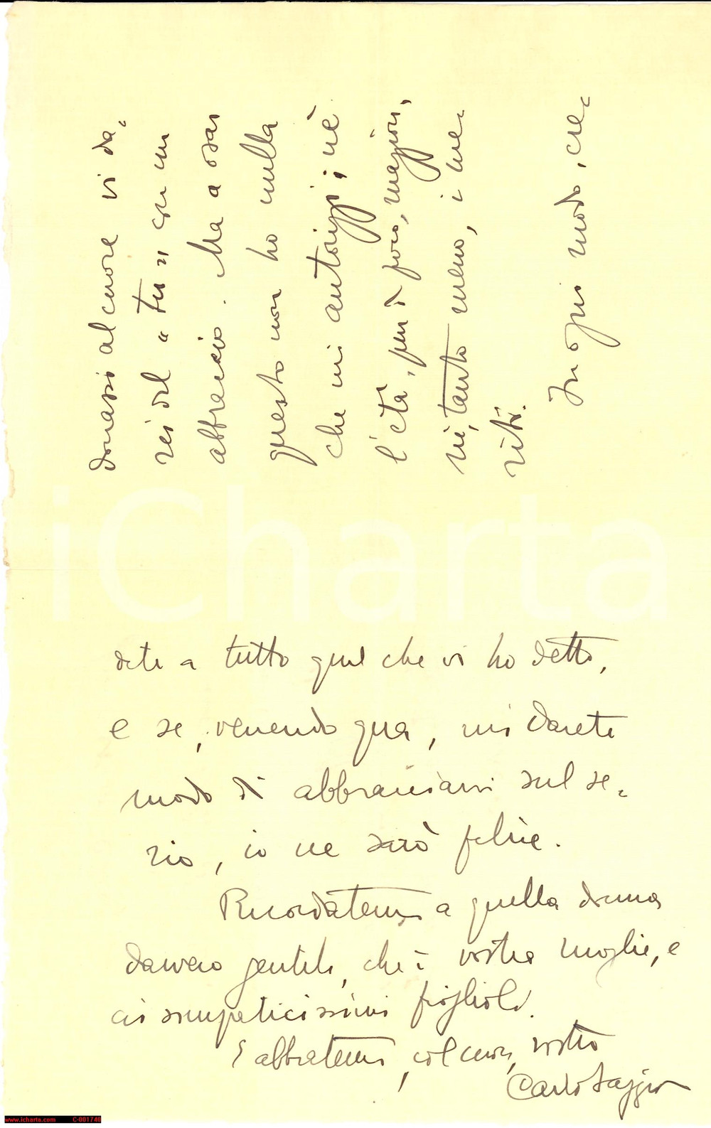 Autografo originale 1923 MILANO Carlo SAGGIO riceve dono di nozze  Autografo 1