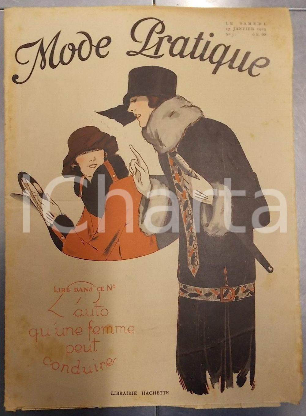 Giornale, rivista storica Janvier 1925 PARIS MODE PRATIQUE Journal femme et maison n°3 Donne al volante 1