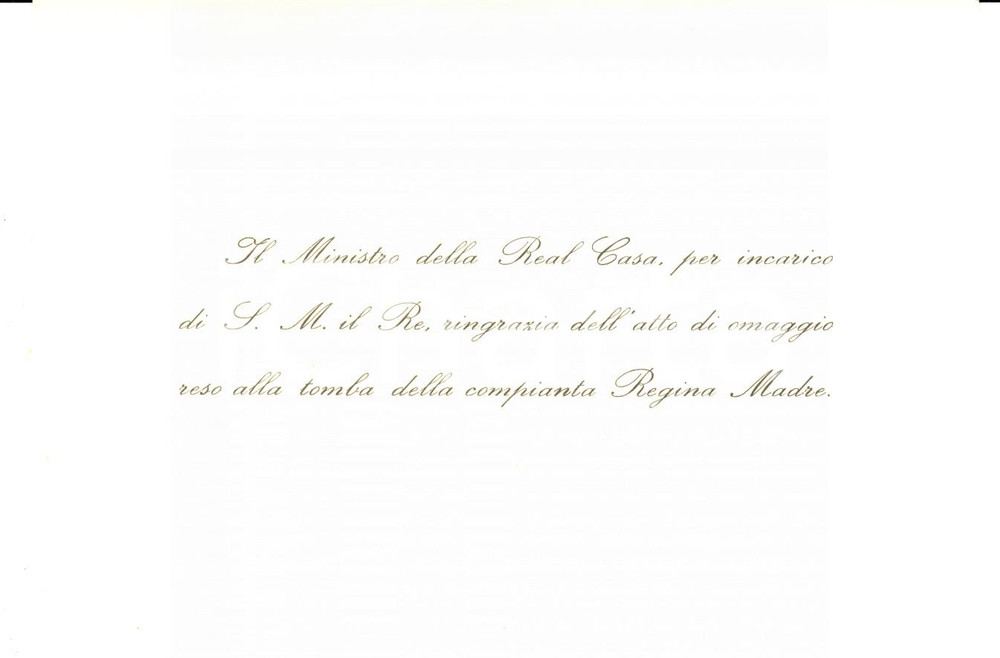 Documento originale, autentico 1940 ca ROMA Omaggio alla tomba della Regina MARGHERITA DI SAVOIA Biglietto 1