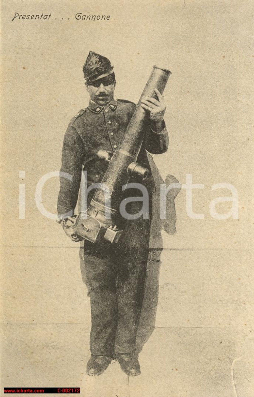 Cartolina originale da collezione 1900 ca REGIO ESERCITO Artiglieria - Presentat... Cannone *Cartolina FP NV 1