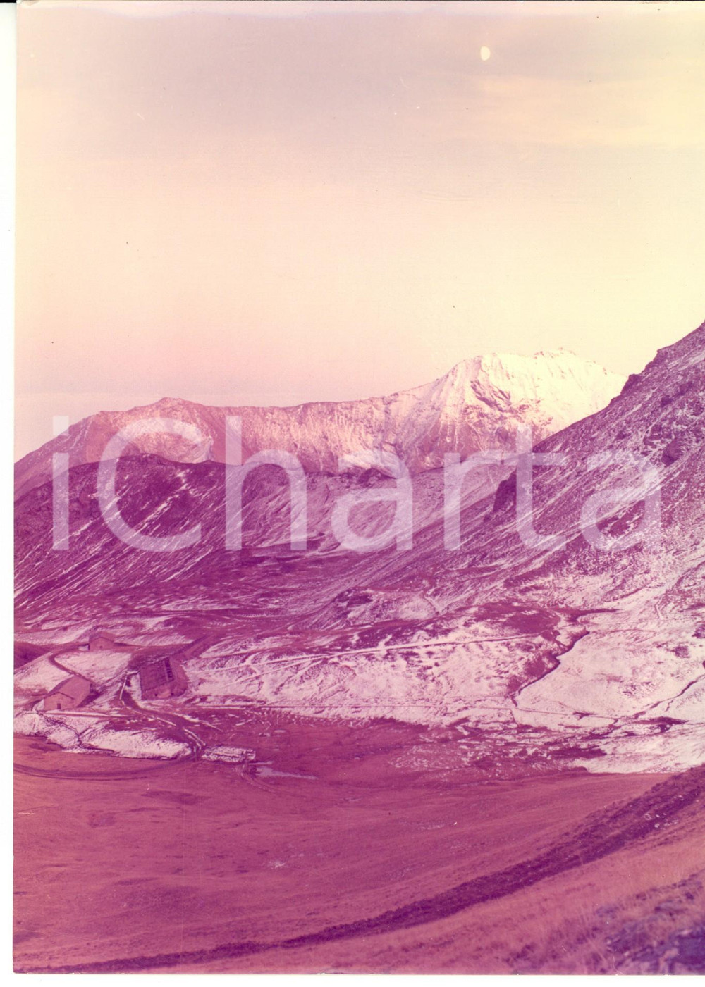 Fotografia d epoca originale 1970 ca VAL DI SUSA TO Tramonto dal COL BASSET con MONTE BANCHETTE Foto 1