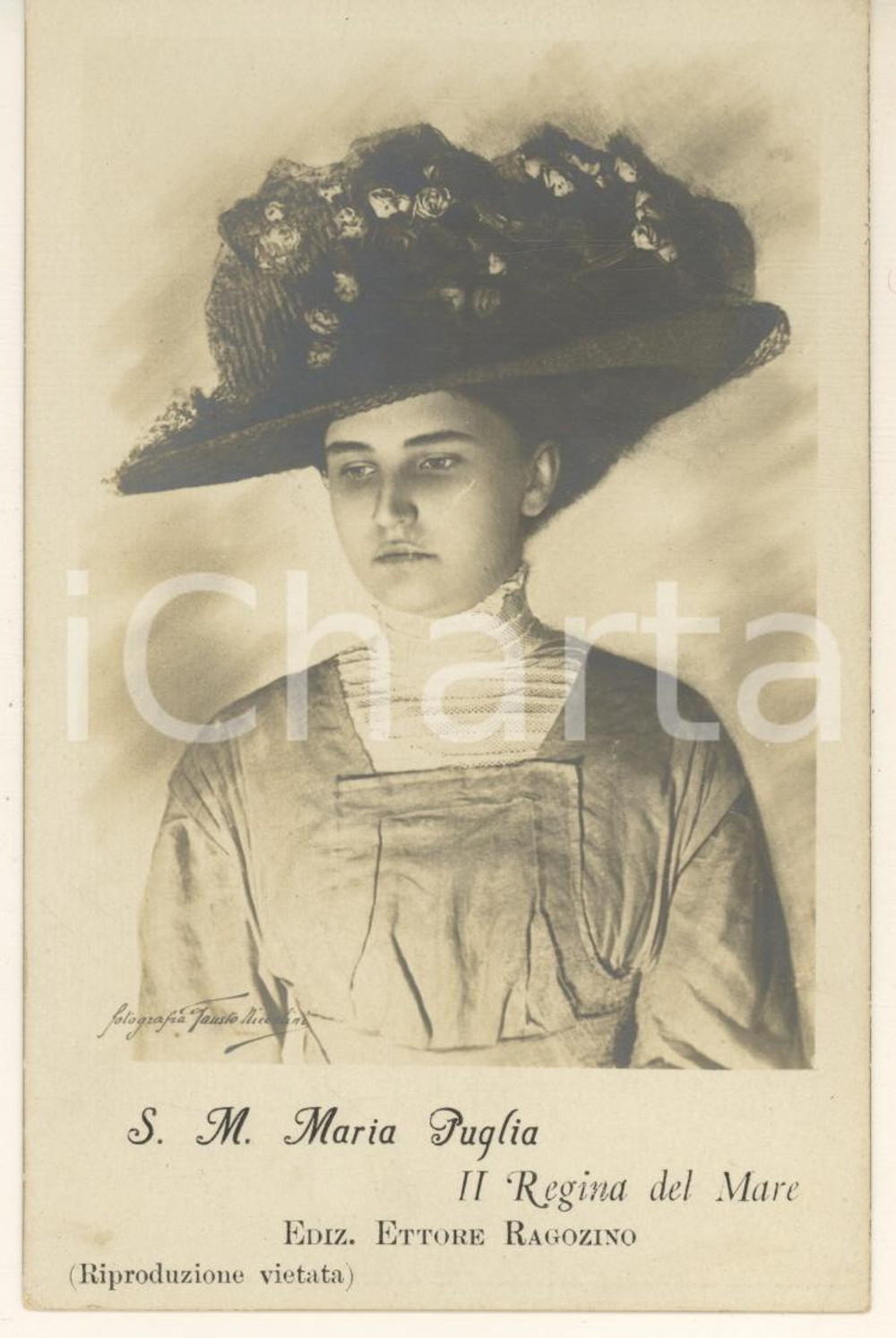 Cartolina originale da collezione 1920 ca Ritratto S.M. MARIA PUGLIA - Regina del Mare *Cartolina FP NV 1