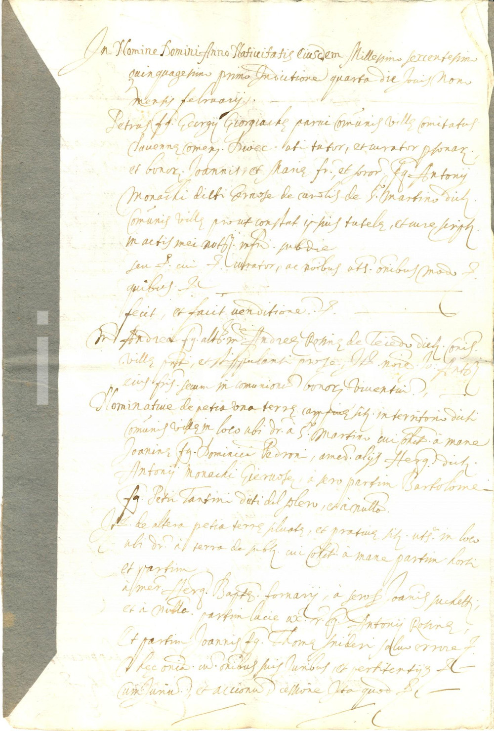 Documento originale, autentico 1651 VILLA DI CHIAVENNA (SO) Pietro GIORGIACCHI vende terreni ad Andrea ROSINA 1