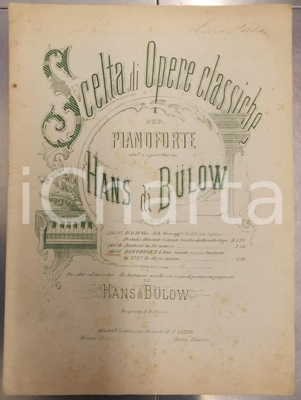 Oggetto da collezione cartaceo 1880 ca Hans di BULOW Scelta di opere classiche Spartito Francesco LUCCA 1