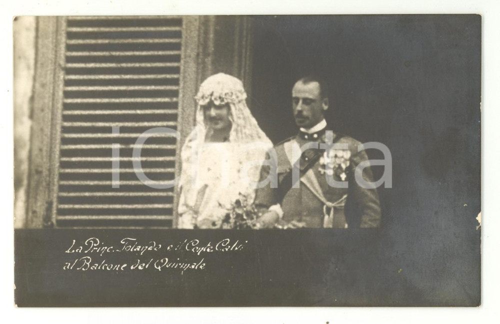 Cartolina originale da collezione 1923 ROMA QUIRINALE Jolanda di Savoia e Conte Calvi Bergolo sposi *Cartolina 1